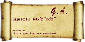 Gyeszli Aténé névjegykártya